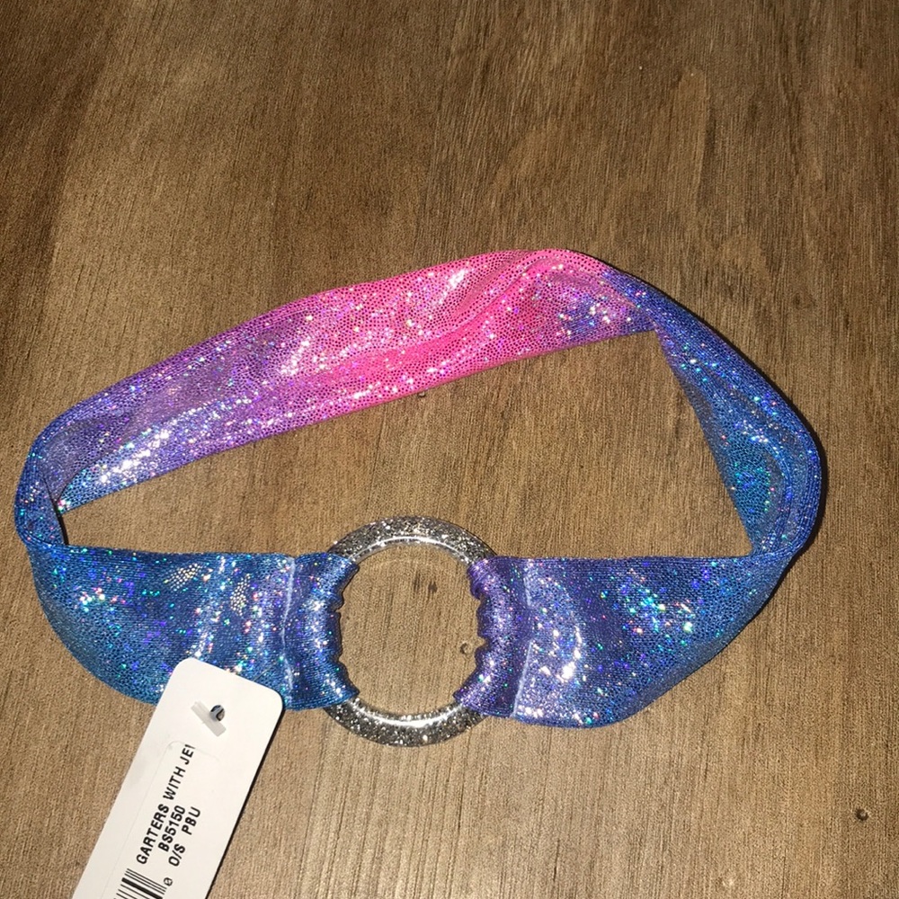 Rainbow glitter stretch choker garter